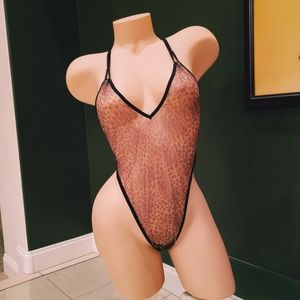 Leopard Print Mesh Bodysuit